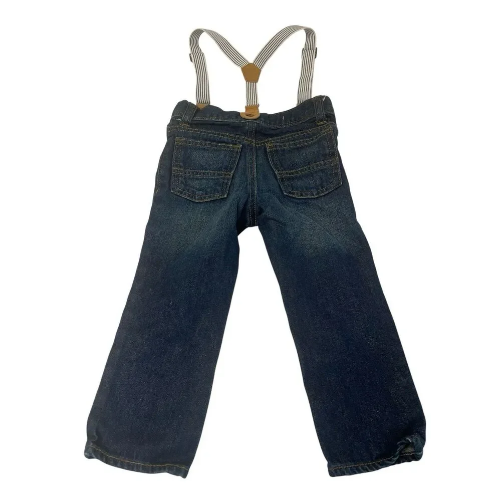 Carter’s Toddler Jeans 2T Blue Denim w Suspenders Mini Vintage Playdate Fit
